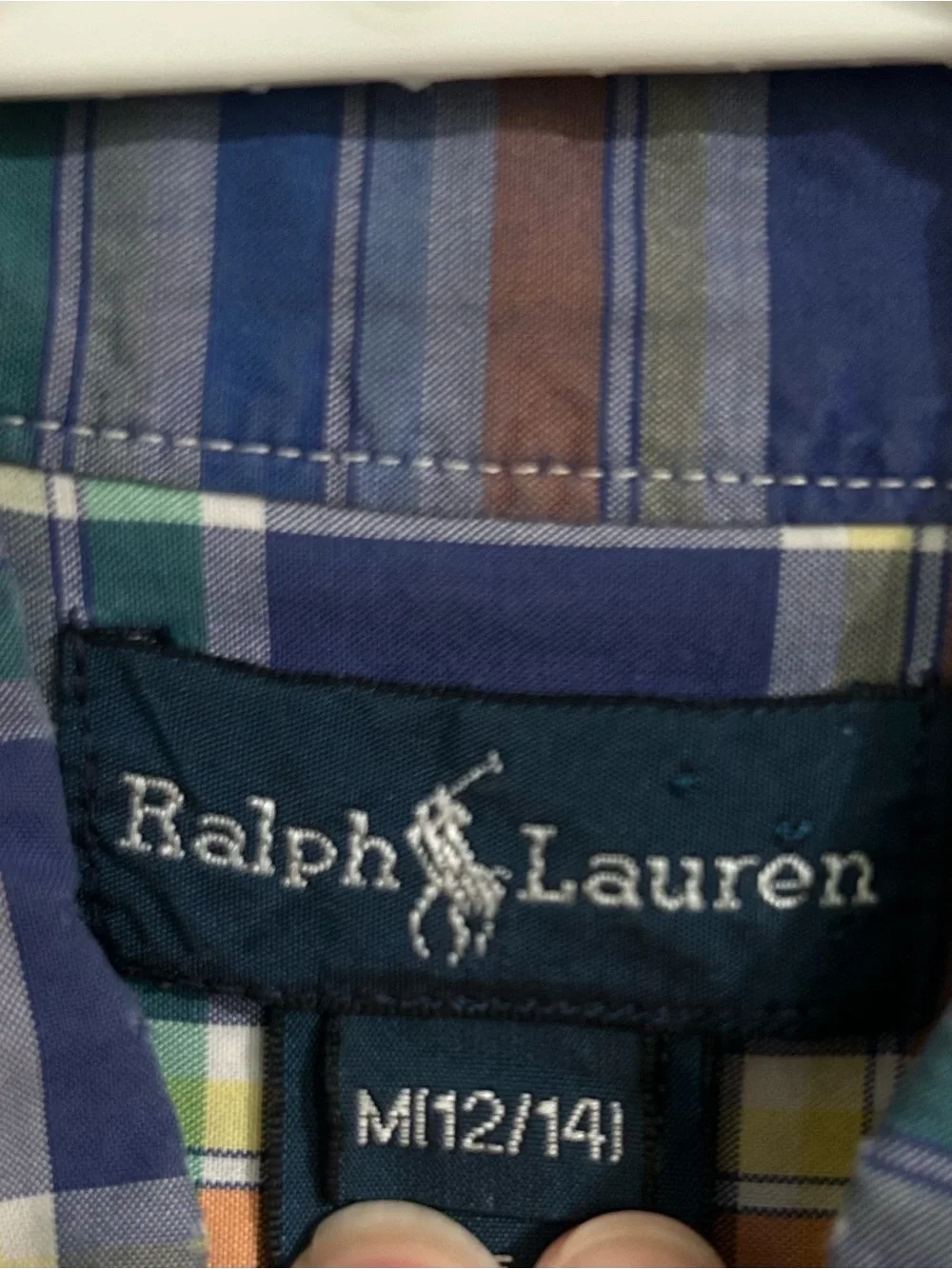 Ralph Lauren Blue Green Orange Plaid Button-Down Shirt